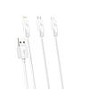 Hoco - Töltőkábel 3 az 1-ben (X1) - USB-A a Lightninghez, Type-C, Micro-USB, 2,4A, 1,0 m - Fehér (KF239274)