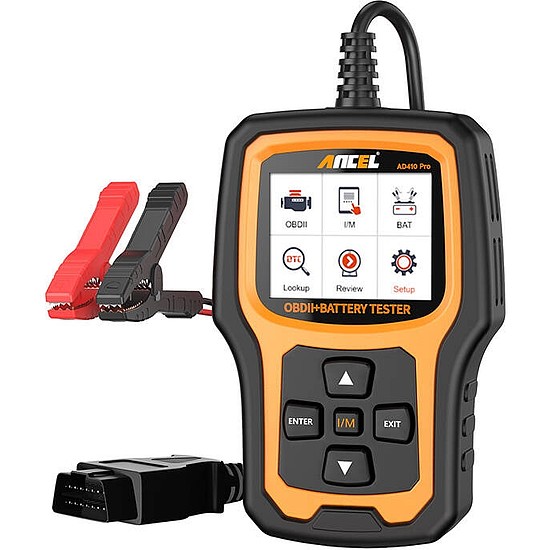 2 az 1-ben diagnosztikai szkenner OBD2 és akkumulátortesztelő Ancel AD410 PRO
