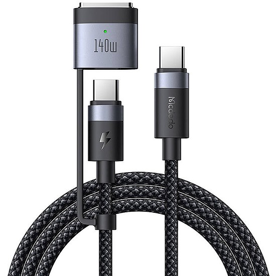 2 az 1-ben USB-C - USB-C + Magsafe 3 kábel Mcdodo CA-0140, 2 m (fekete)