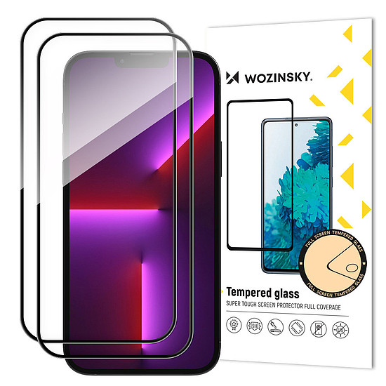 2db teljes képernyős edzett üveg keretes tokkal, Wozinsky Full Glue iPhone 15 Plus - fekete