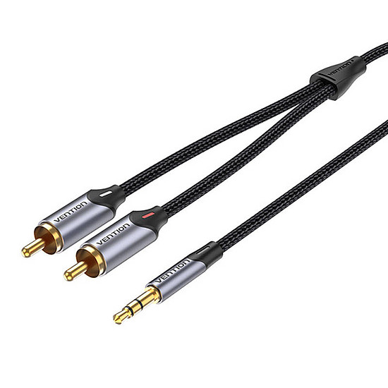 2xRCA kábel, Cinch jack csatlakozó 3,5 mm-es Vention BCNBK 8m-hez, szürke (BCNBK)