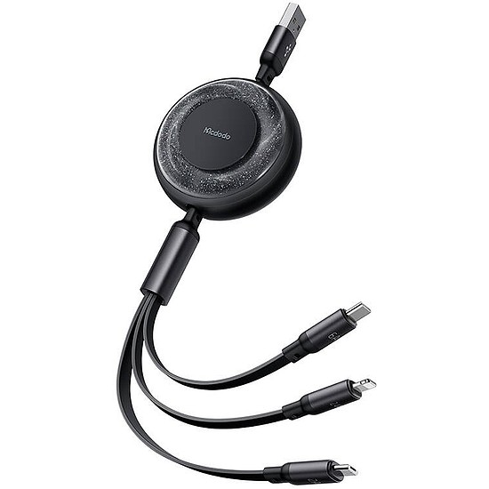 3 az 1-ben USB-C - USB-C / Lightning / Micro USB kábel, Mcdodo CA-3730, 1,2 m (fekete)