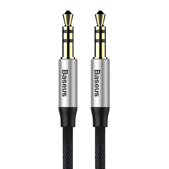 3,5 mm-es mini jack audiokábel AUX Baseus Yiven 1,5 m, fekete és ezüst (CAM30-CS1)