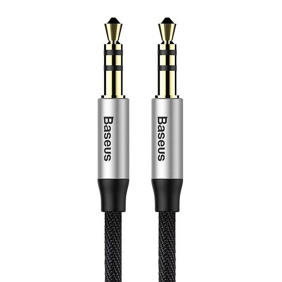 3,5 mm-es mini jack audiokábel AUX Baseus Yiven 1m, fekete és ezüst (CAM30-BS1)