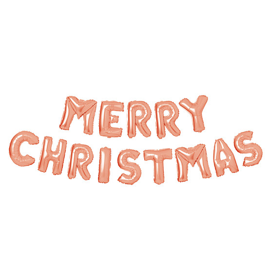 3D Karácsonyi "Merry Christmas" lufi - rozéarany (58081C)