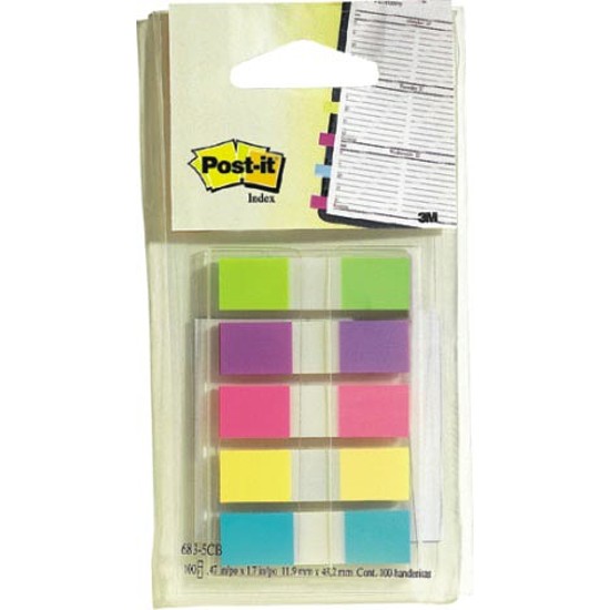 3M Post-it jelölőcímke 12x43 mm 5 szín x20lap 683-5CB