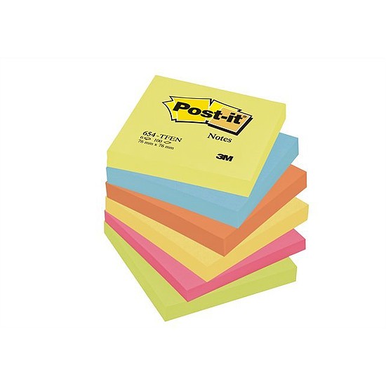 3M Post-it öntapadós jegyzettömb 76x76mm 100 lap neon kocka 6 tömb/csomag 654-TF