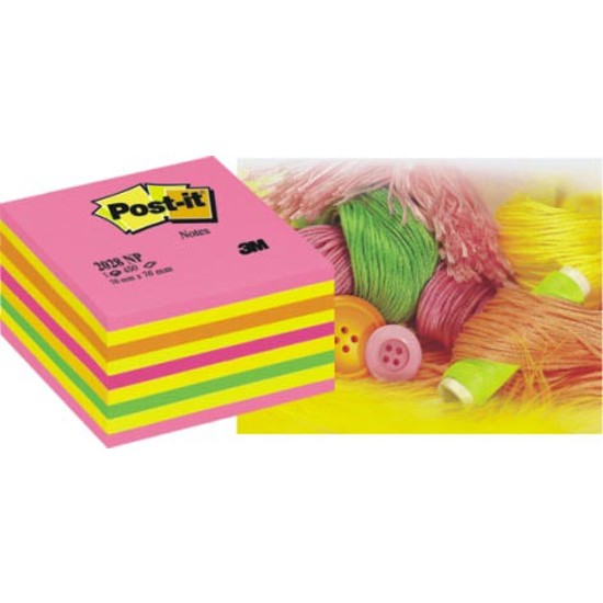 3M Post-it öntapadós jegyzettömb 76x76mm 450 lap lollipop pink kocka 2028NP