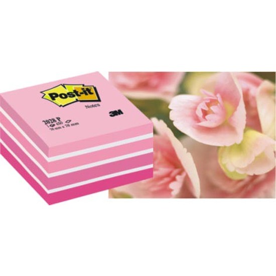 3M Post-it öntapadós jegyzettömb 76x76mm 450 lap pasztell rózsaszín kocka 2028P