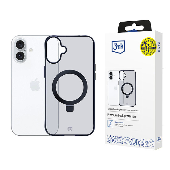 3mk Füst színű tok Mag&Stand Apple iPhone 16 Plus készülékhez - átlátszó