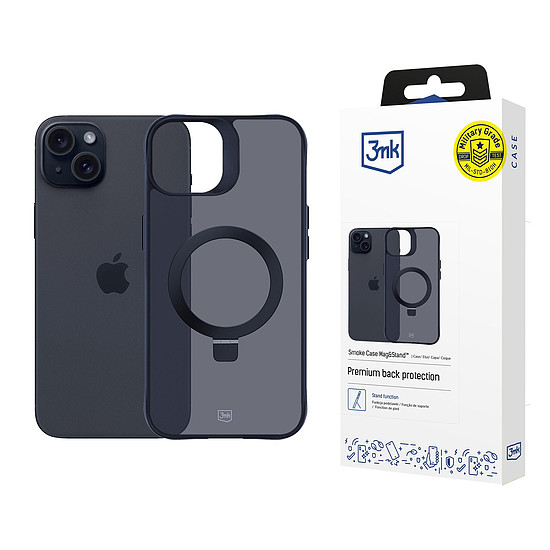 3mk Füstüveg tok Mag&Stand Apple iPhone 15-höz - fekete
