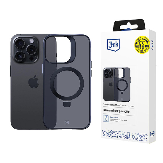 3mk Füstüveg tok Mag&Stand Apple iPhone 15 Pro Max készülékhez - fekete