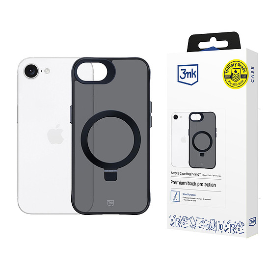 3mk Füstüveg tok Mag&Stand Apple iPhone 16E készülékhez - fekete