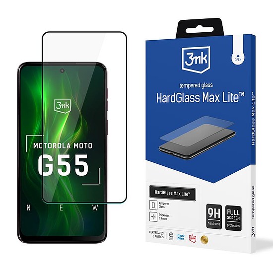 3mk HardGlass Max Lite - Edzett üveg Motorola Moto G55 5G-hez fekete (3MK_5903108610186)