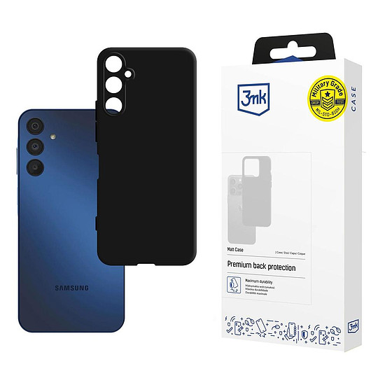 3mk matt tok Samsung Galaxy A15 5G-hez - fekete