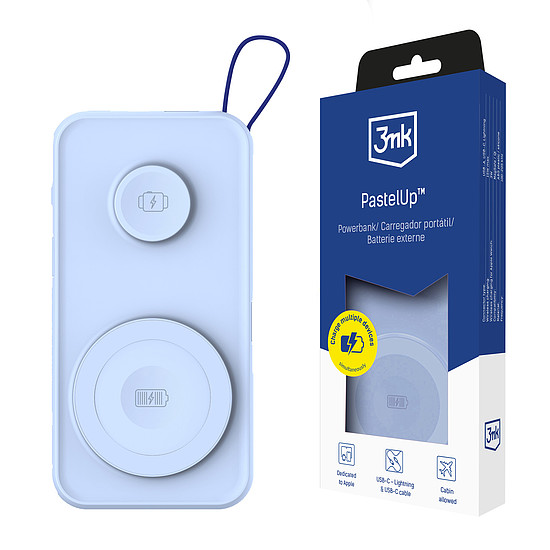 3mk PastelUp 10,000mAh 22.5W USB 1A1C külső akkumulátor - kék