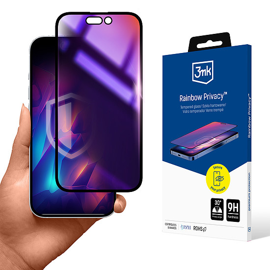 3mk Rainbow Privacy edzett üveg Apple iPhone 16 készülékhez