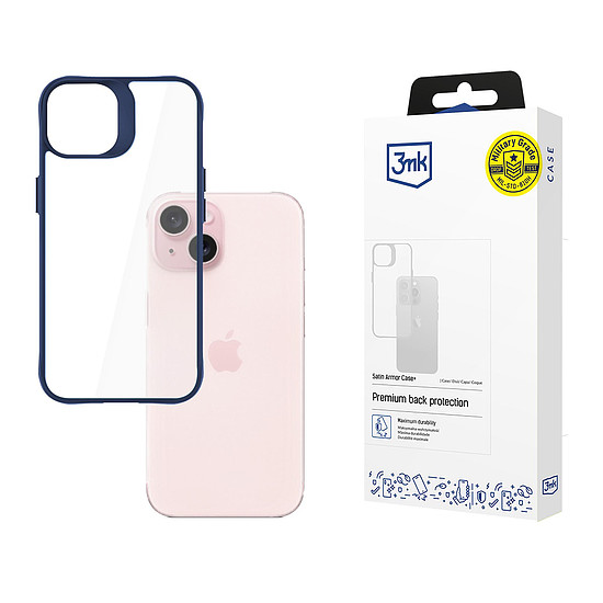 3mk Satin Armor tok+ kék Apple iPhone 15-höz - átlátszó