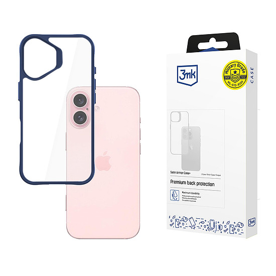 3mk Satin Armor tok+ kék Apple iPhone 16 készülékhez - átlátszó