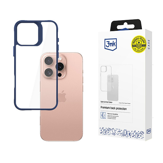 3mk Satin Armor tok+ kék Apple iPhone 16 Pro készülékhez - átlátszó