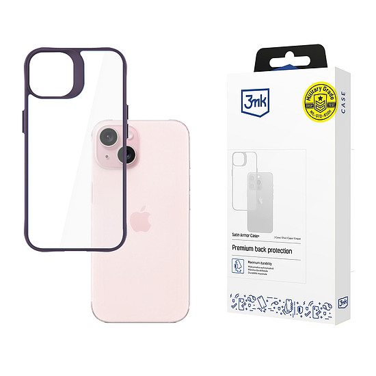 3mk Satin Armor tok+ lila Apple iPhone 15-höz - átlátszó