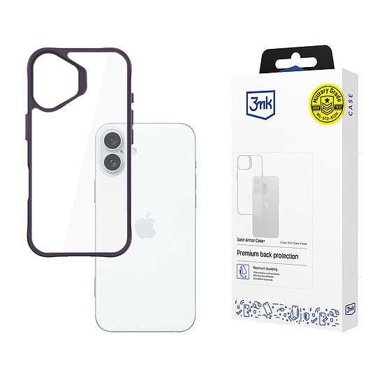3mk Satin Armor tok+ lila Apple iPhone 16 Plus-hoz - átlátszó