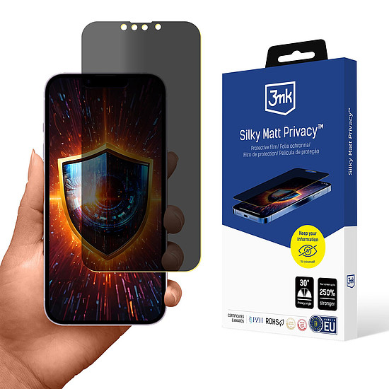 3mk Silky Matt Adatvédelmi Fólia Apple iPhone 16e / SE4 készülékhez