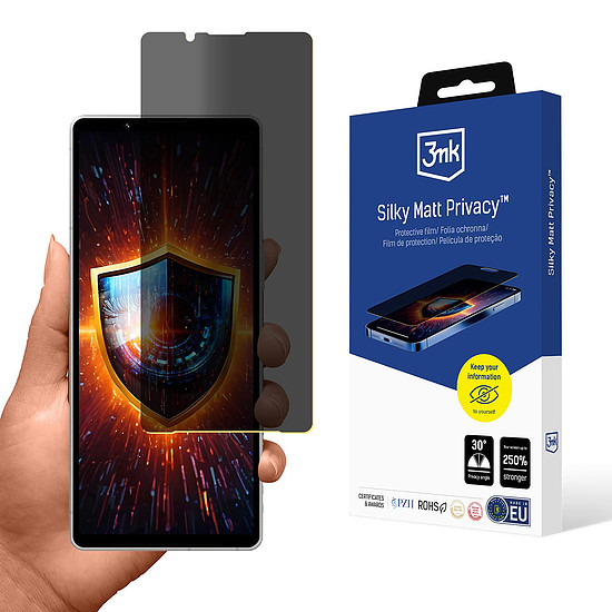 3mk Silky Matt Privacy képernyővédő fólia Sony Xperia 5 V-höz