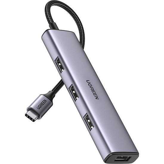 4 az 1-ben UGREEN CM473 adapter USB-C hub 4x USB 3.0-hoz szürke (20841)