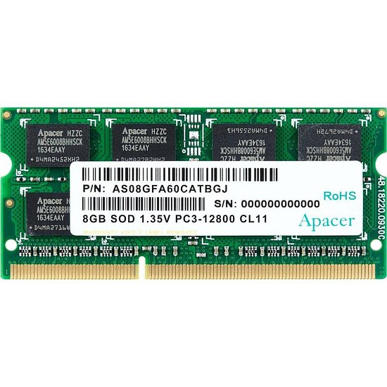 8GB 1600MHz DDR3 Notebook RAM Apacer CL11 SODIMM (DV.08G2K.KAM)