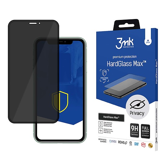 9H 3mk HardGlass Max Privacy adatvédelmi üveg iPhone 11 Pro Max készülékhez