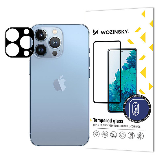 9H edzett üveg iPhone 15 Pro Wozinsky Full Camera Glass - fekete