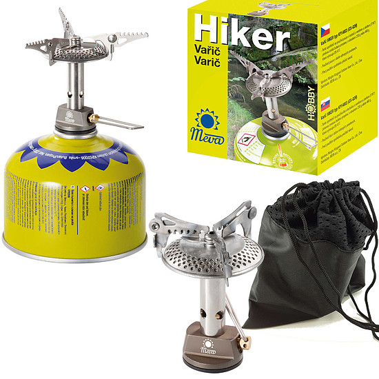 A legkönnyebb gázpalackos (szelepes vagy menetes) turisztikai főzőlap HIKER 70gram 2.4kW