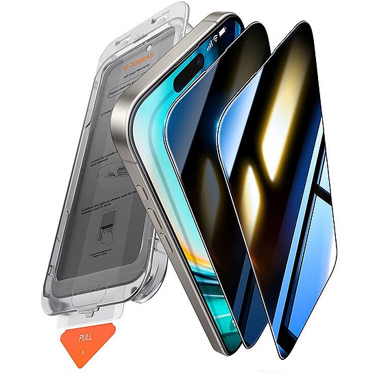 A Torras telepítse a Master Privacy Glass üveget az iPhone 16 Plus készülékhez (X00FX1563)