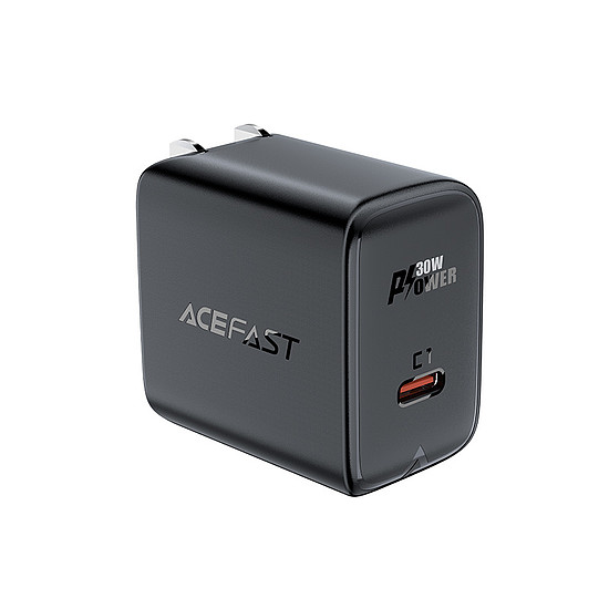 Acefast A23 30W GaN USB-C amerikai fali töltő - fekete