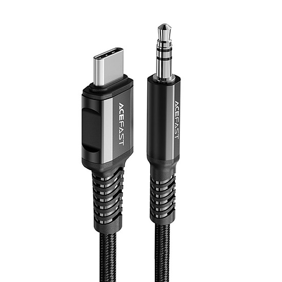 Acefast audiokábel USB Type C - 3,5 mm-es mini jack csatlakozó (férfi) 1,2 m, AUX fekete (C1-08 fekete)
