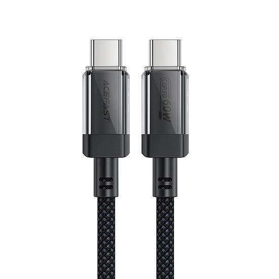 Acefast C12 USB-C / USB-C PD kábel 60W 480Mb/nejlonfonattal - fekete