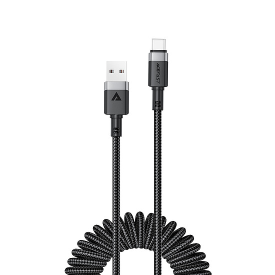 Acefast C14-04 USB-A - USB-C kábel rugós 480Mb/s 3A 1.2m - fekete