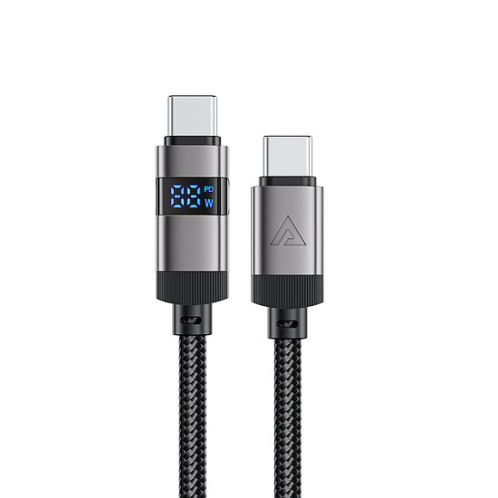 Acefast C15-04 USB-C - USB-C kábel kijelzővel 480Mb/s 66W 1.2m - fekete