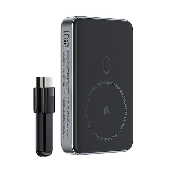 Acefast M10 mágneses külső akkumulátor 2x USB-C PD 30W 15W induktív töltéssel és USB-C kábellel - fekete