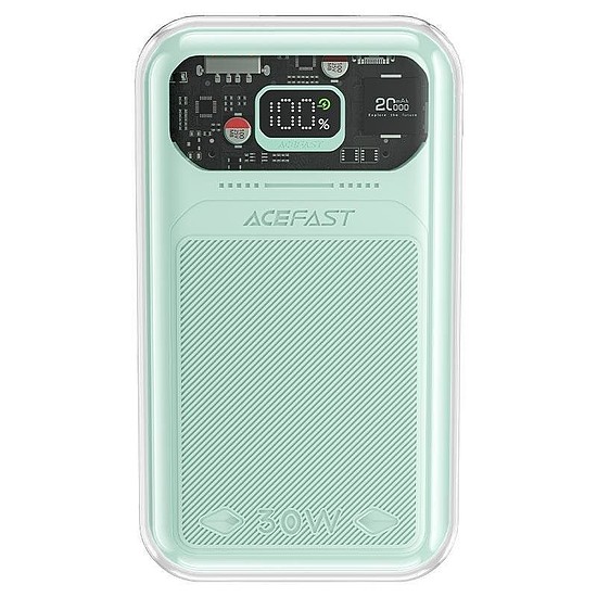 Acefast power bank 20000mAh Sparkling Series gyorstöltés 30W zöld (M2)