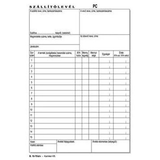 AD Szállítólevél 50x3 álló vegykezelt A/5 -B.10-70/A/V.