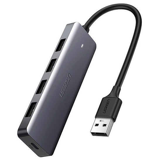 Adapter 4 az 1-ben UGREEN USB Hub 4x USB 3.0 + USB-C, szürke csatlakozóhoz (50985B)