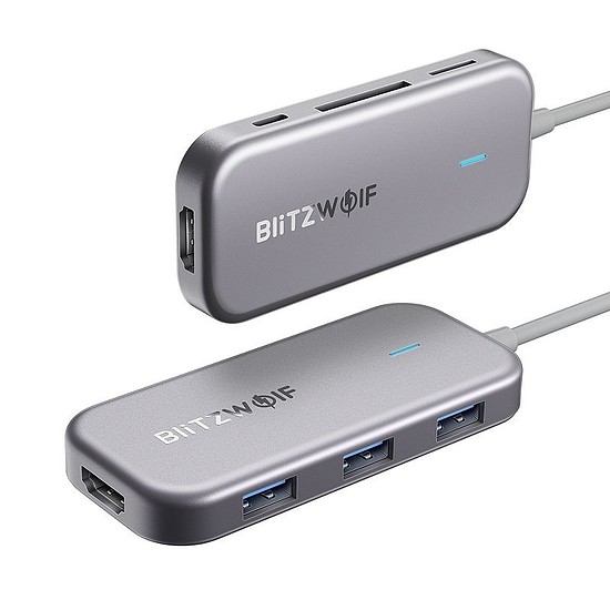Adapter 7 az 1-ben Blitzwolf BW-TH5 USB-C hub 3xUSB 3.0-hoz, HDMI, USB-C PD, SD, microSD (BW-TH5)