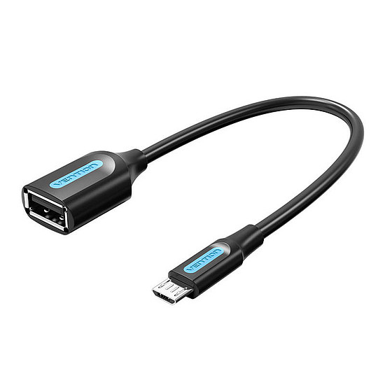 Adapter Micro-USB 2,0 MF USB-A OTG Vention CCUBB 0,15 m, fekete (CCUBB)