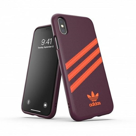 Adidas OR öntött PU iPhone X/XS tok - bordó-narancssárga