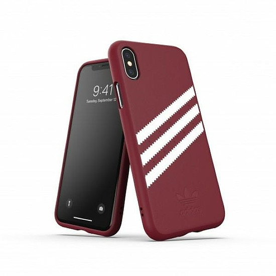 Adidas OR öntött PU velúr tok iPhone X / XS-hez - bordó