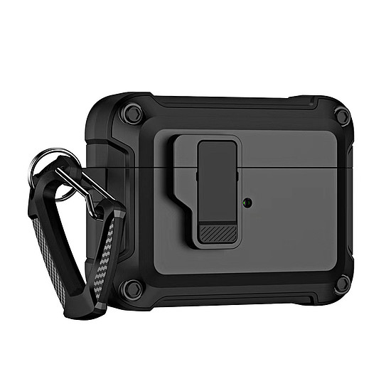 Airpods 4 Pro páncéltok karabinerrel - fekete