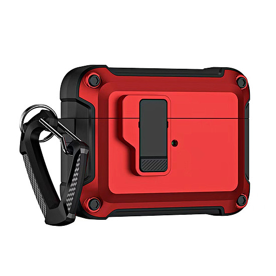 Airpods 4 Pro páncéltok karabinerrel - piros