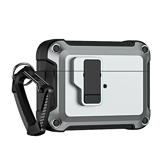 Airpods 4 Pro páncéltok karabinerrel - szürke